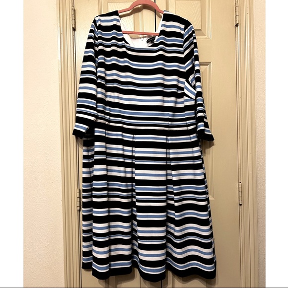 lane bryant skater dress Lane Bryant Black White Polka Dot Fit Flare Skater Dress Plus 14